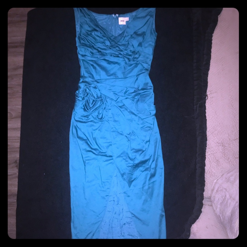 Rose detail V neck front split Dress